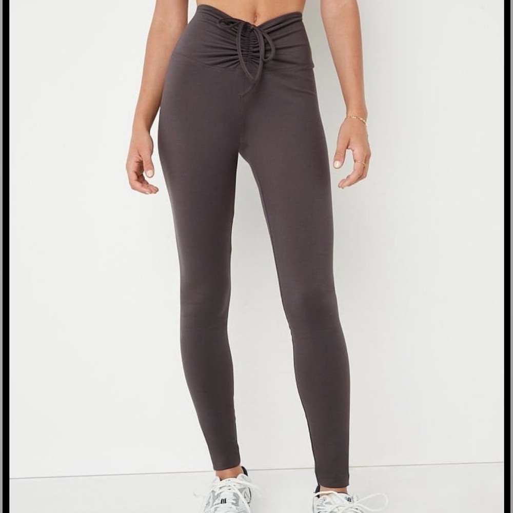 Pink active.  Gray Leggings with Elastic Waistband and Tapered Design